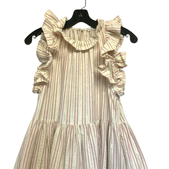 Ulla Johnson Tamsin Striped Cotton Ruffle Flutter Sleeve Dress - Picture 7 of 11